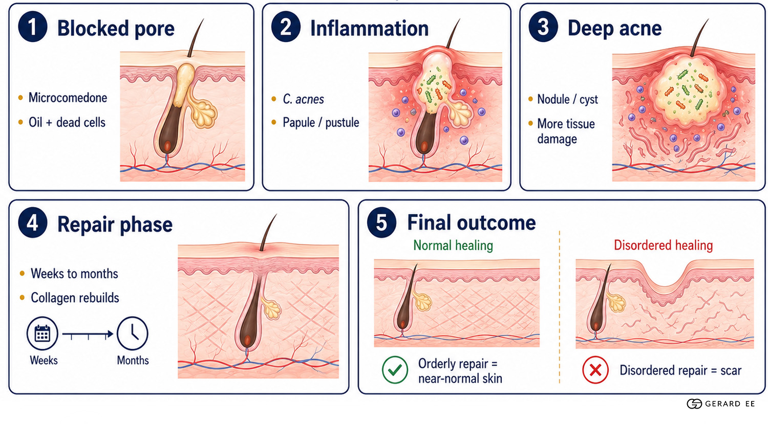 how acne forms dge