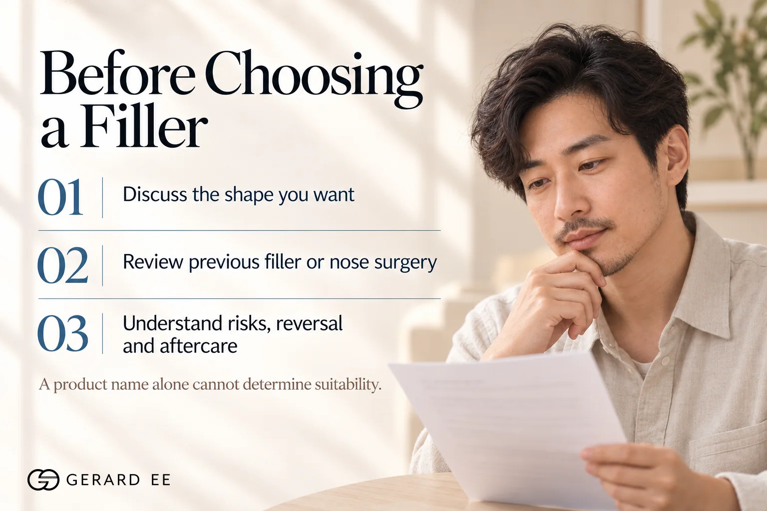 Before choosing the best filler for the nose, the shape wanted, previous filler or surgery, and risks