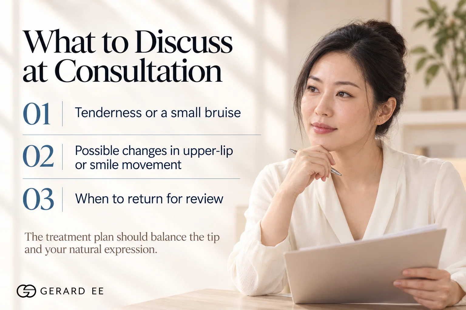 Botox nose tip lift side effects, tenderness, a small bruise and changes in smile movement