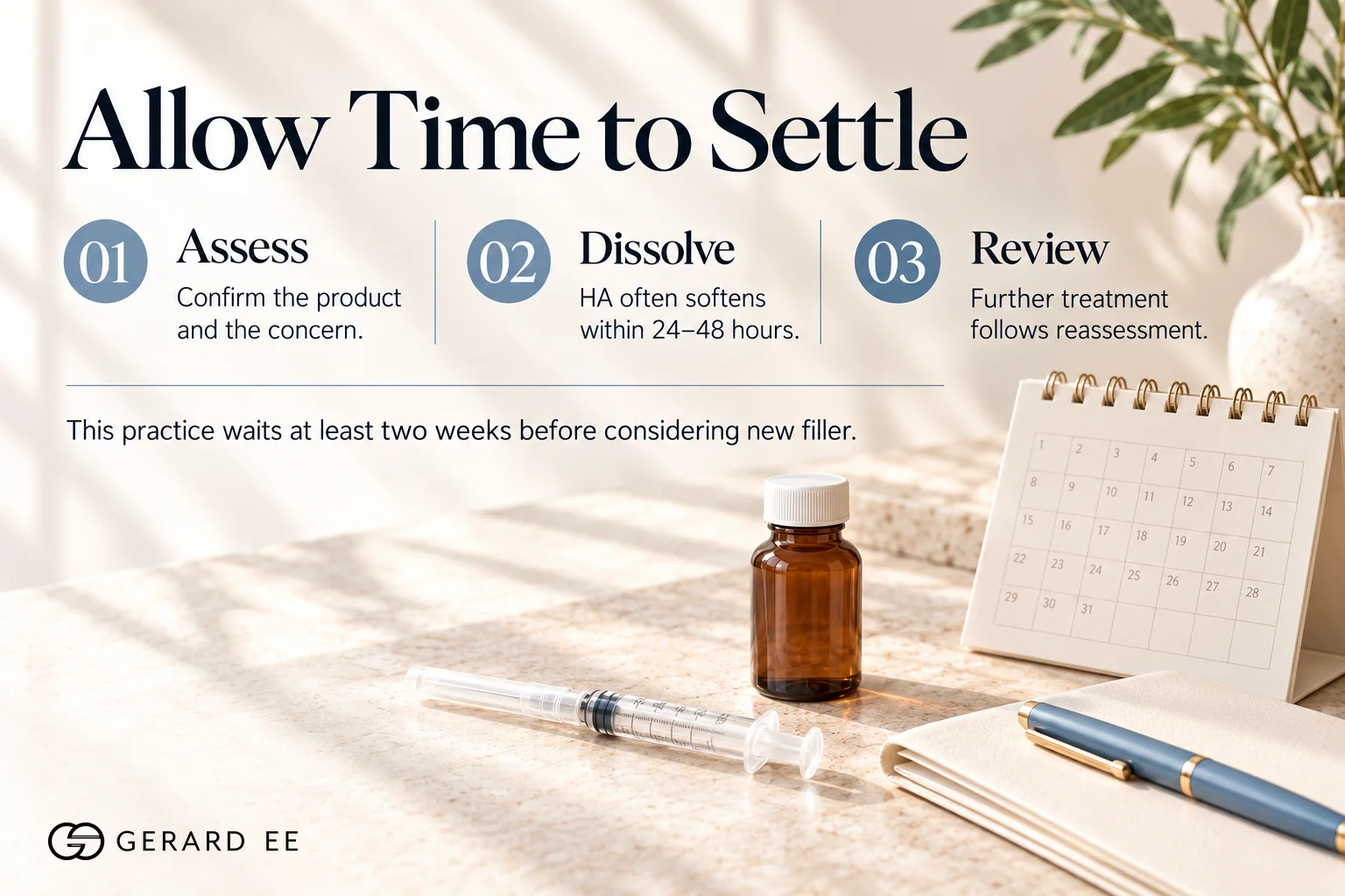 Refilling after dissolving nose filler, assess, dissolve and wait at least two weeks