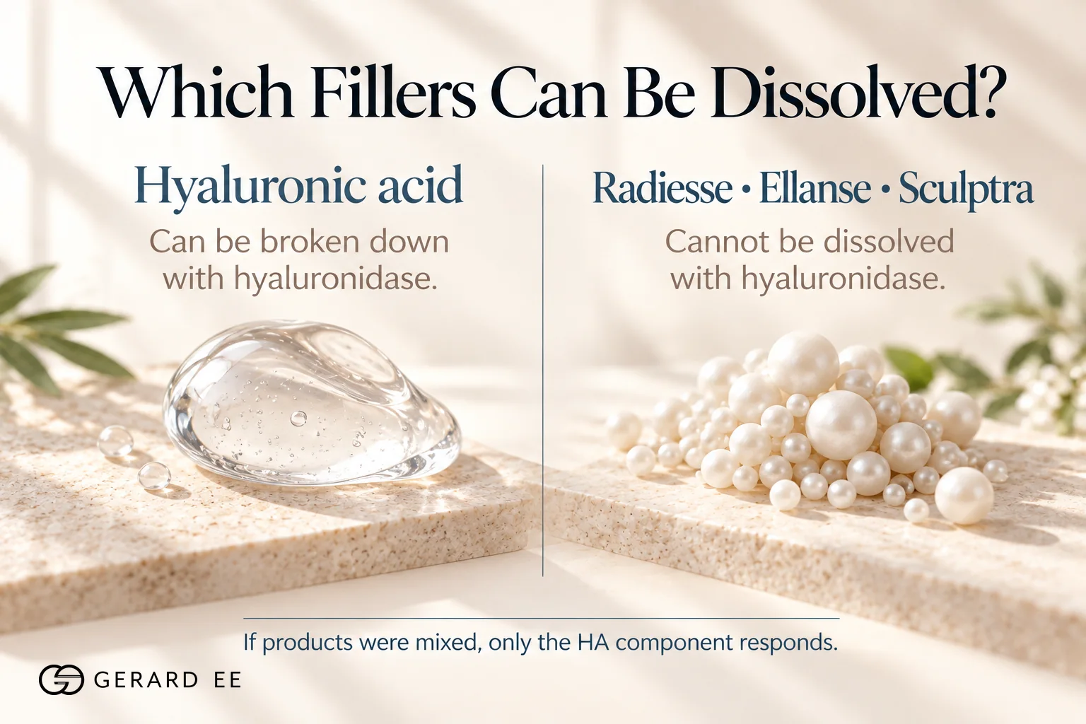 Which nose fillers can be dissolved, hyaluronic acid but not Radiesse, Ellanse or Sculptra
