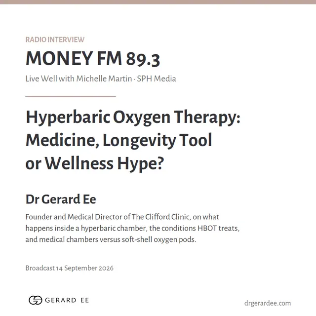 Dr Gerard Ee interviewed on MONEY FM 89.3 about hyperbaric oxygen therapy