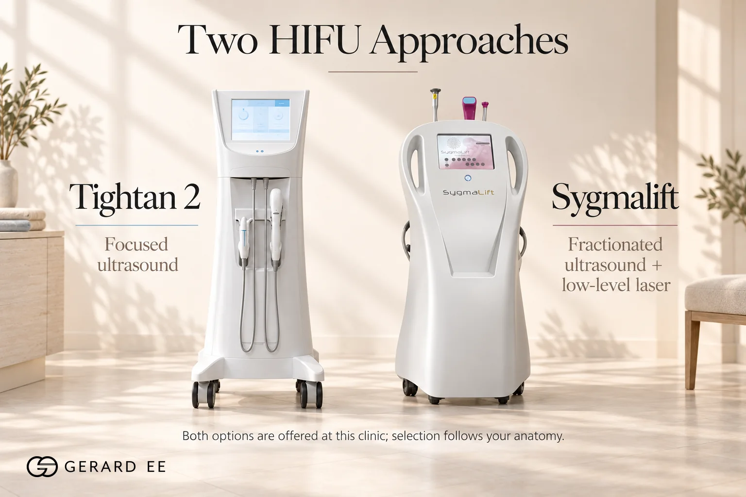 Two HIFU approaches, Tightan 2 focused ultrasound and Sygmalift fractionated ultrasound with low-level laser