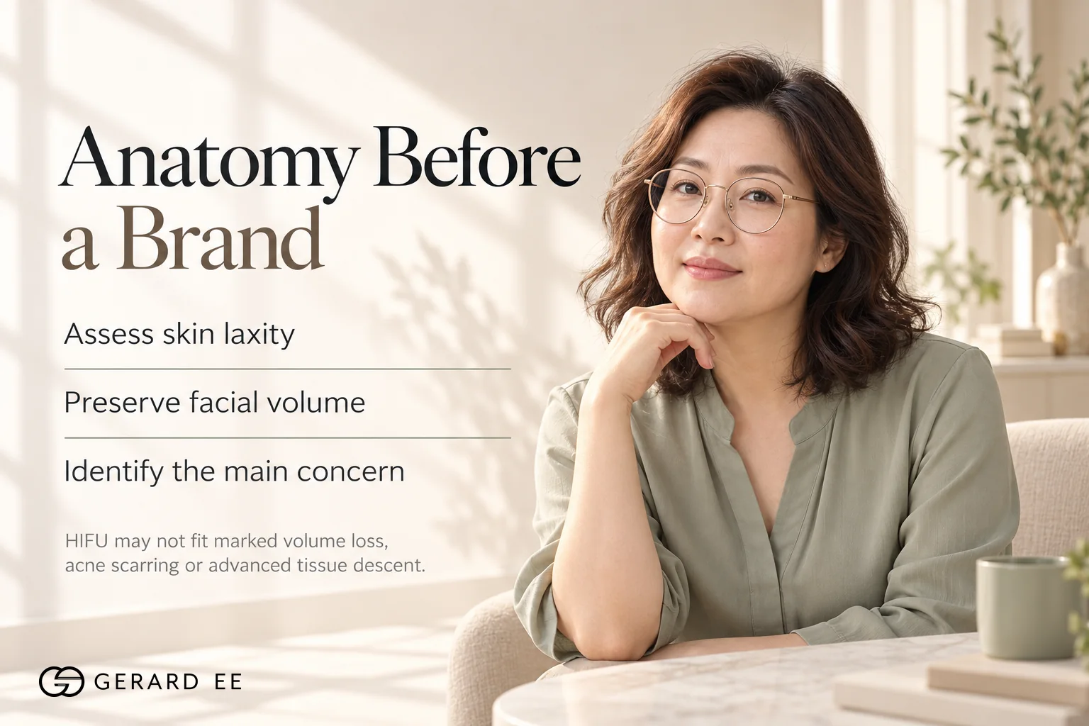 Choosing HIFU or Ultherapy by skin laxity, facial volume and the main concern
