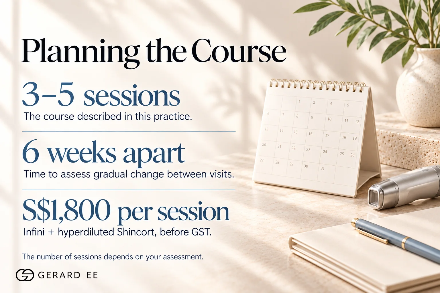 Bulbous nose treatment cost in Singapore, 3 to 5 sessions 6 weeks apart at S$1,800 per session before GST