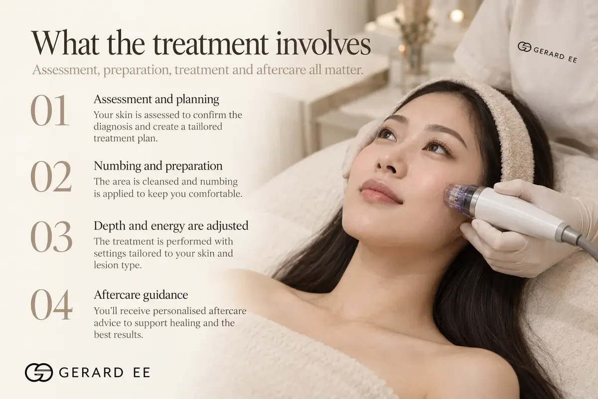 What Infini RF microneedling acne scar treatment involves: assessment, numbing, depth and energy settings, aftercare