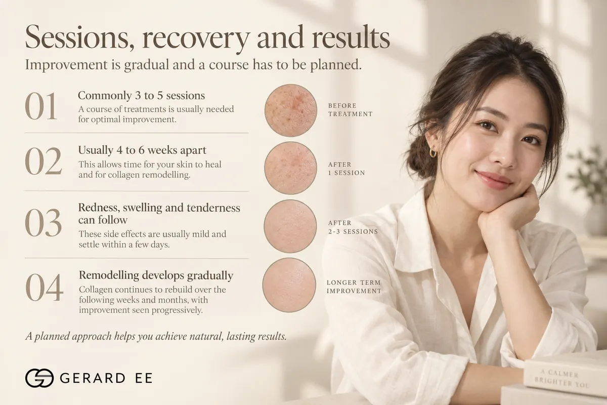 Infini RF microneedling acne scar treatment sessions, recovery and results timeline