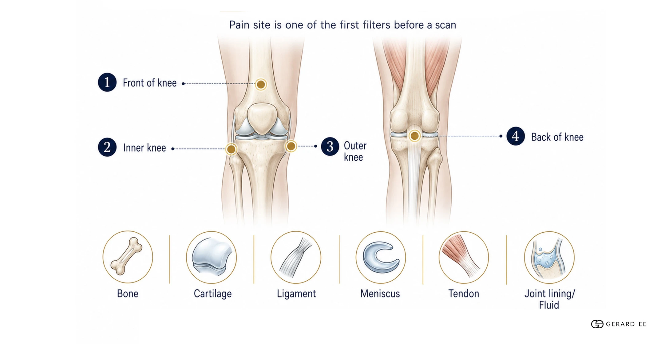 knee pain singapore Diagram of knee pain locations