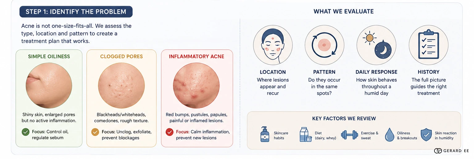acne identification Identifying acne lesion types on oily skin