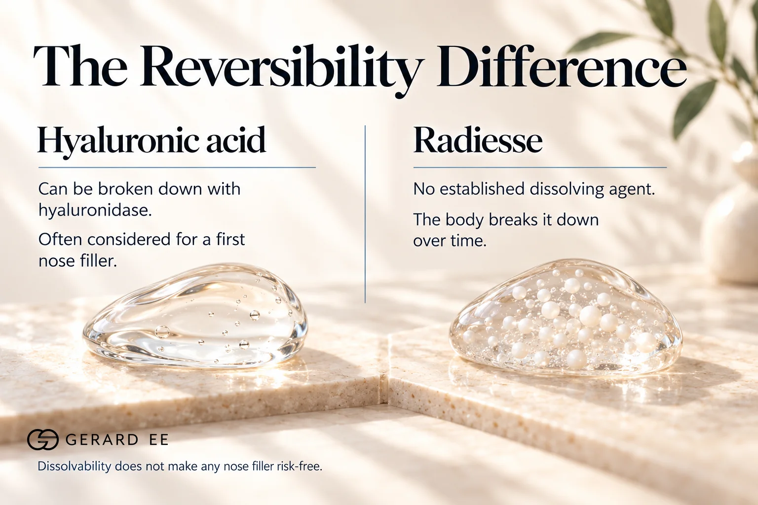 Radiesse and Ellanse nose filler cannot be dissolved, unlike hyaluronic acid