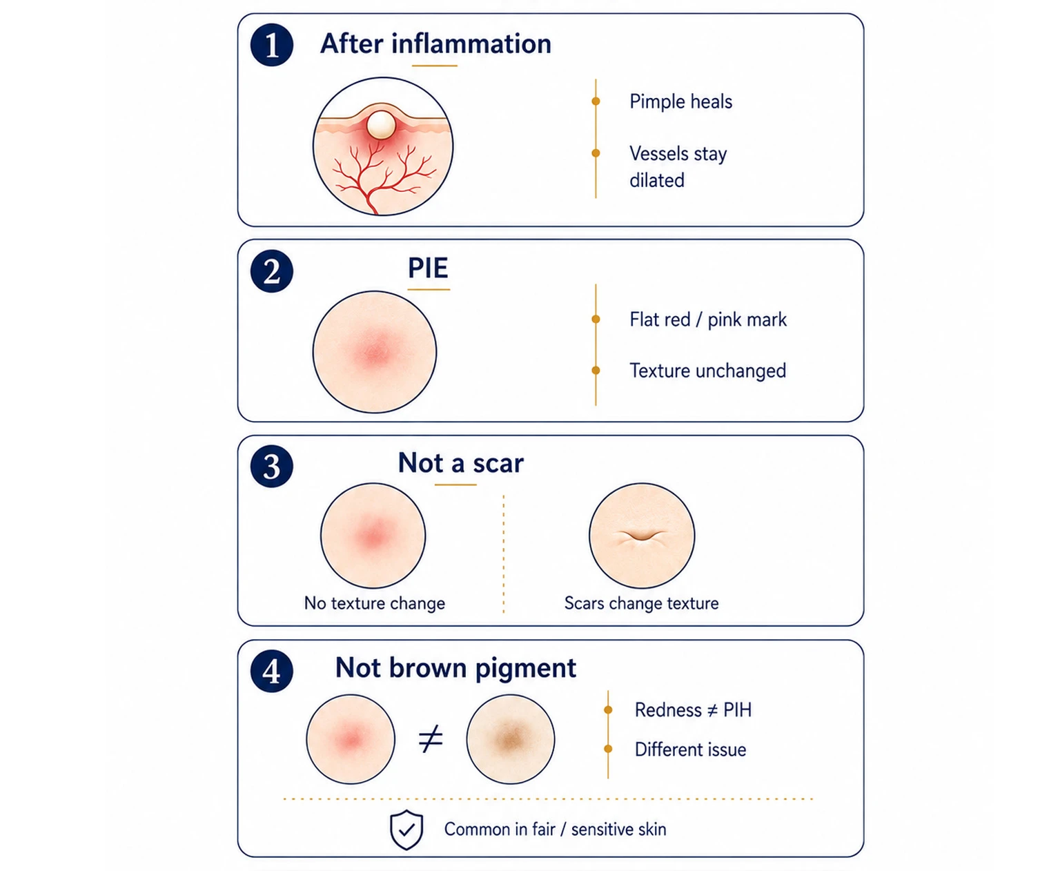 What is PIE PIH PIE compared with PIH acne marks
