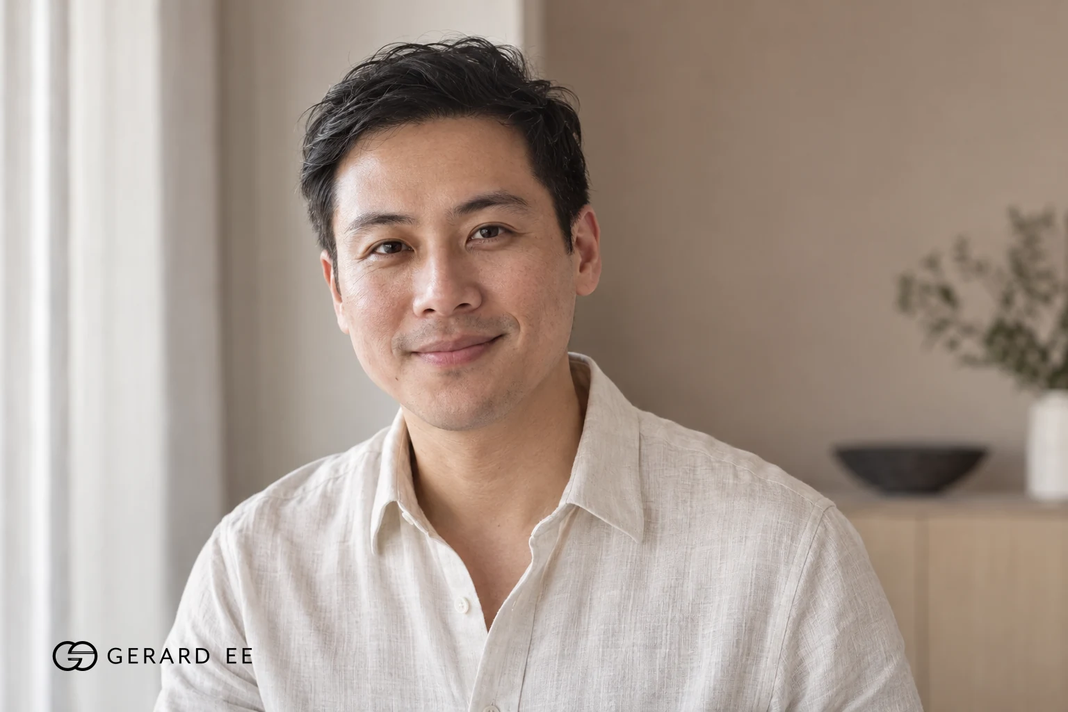 Man with calm, unirritated skin in natural light