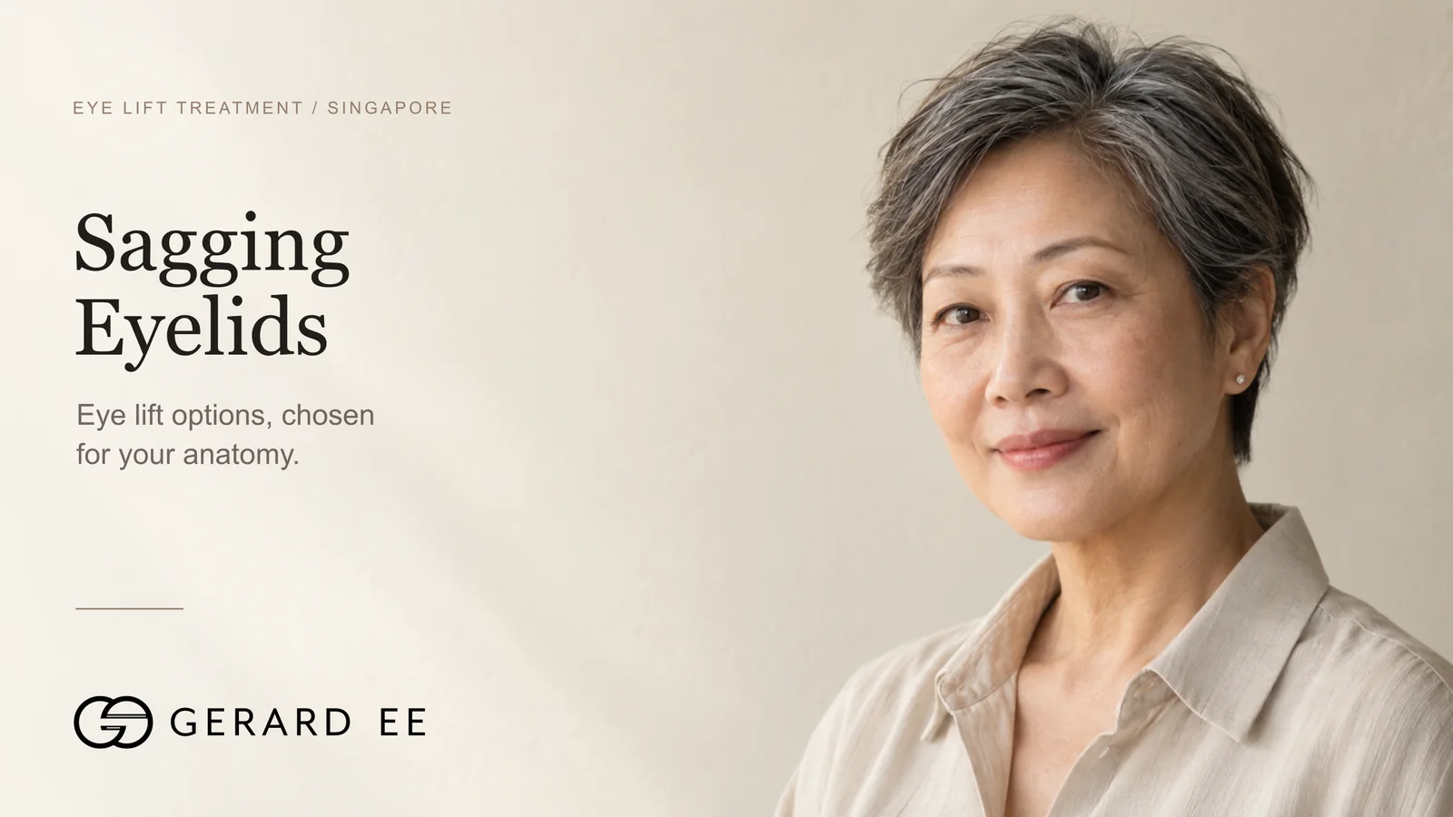 Sagging eyelids treatment in Singapore, non-surgical eye lift options chosen for your anatomy