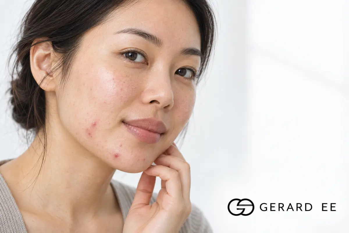 Adult woman with jawline acne, the pattern spironolactone for acne is used for in Singapore