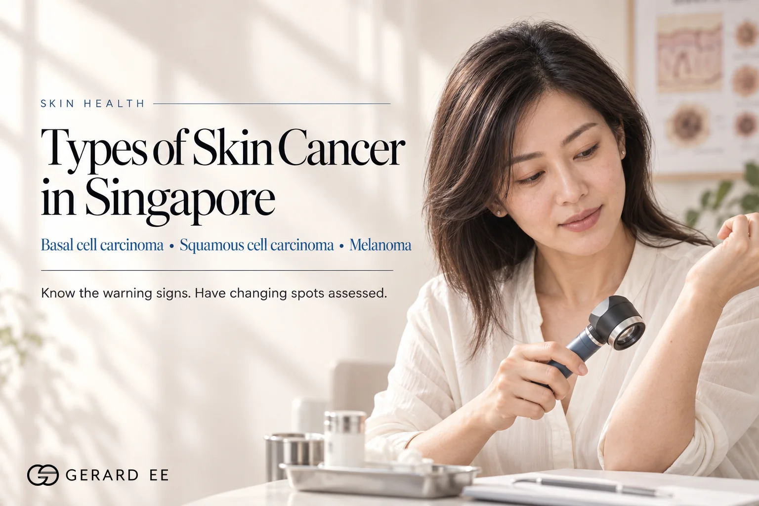 Types of skin cancer in Singapore, basal cell carcinoma, squamous cell carcinoma and melanoma