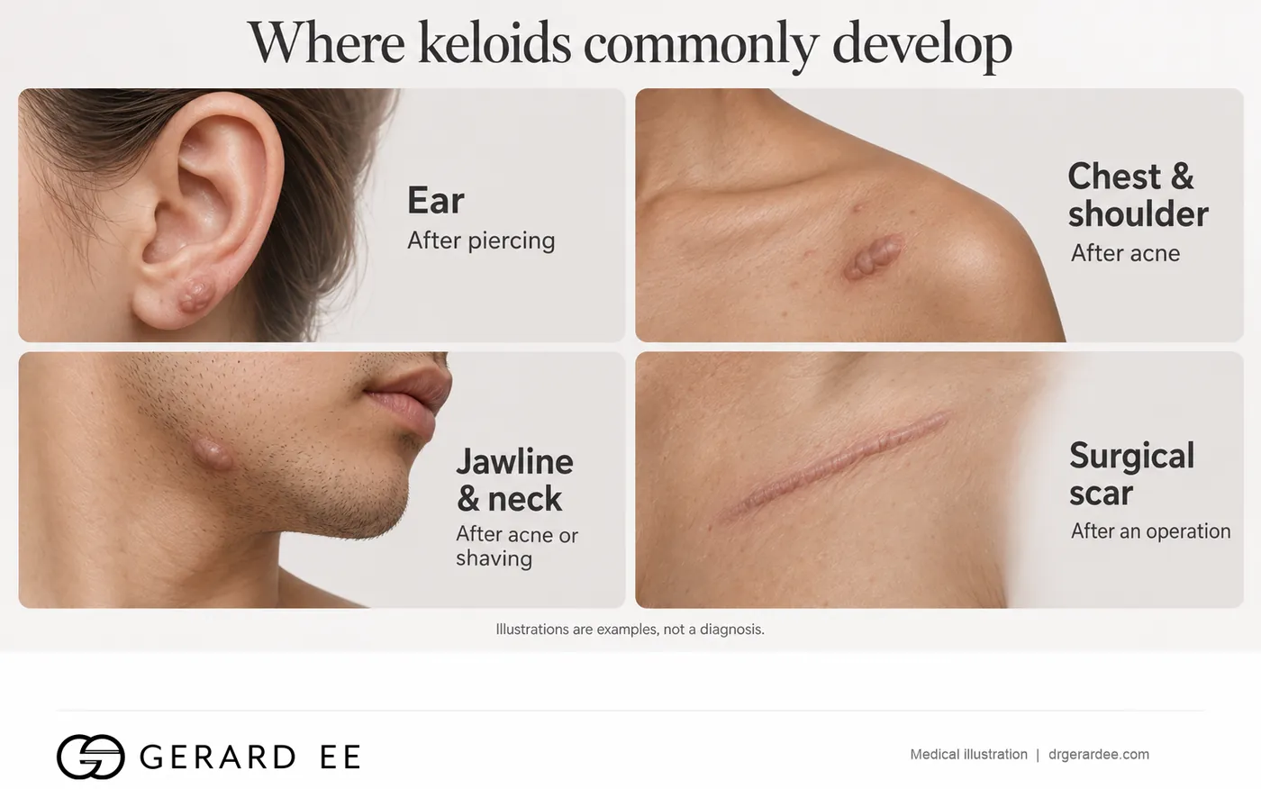 Where keloids commonly develop