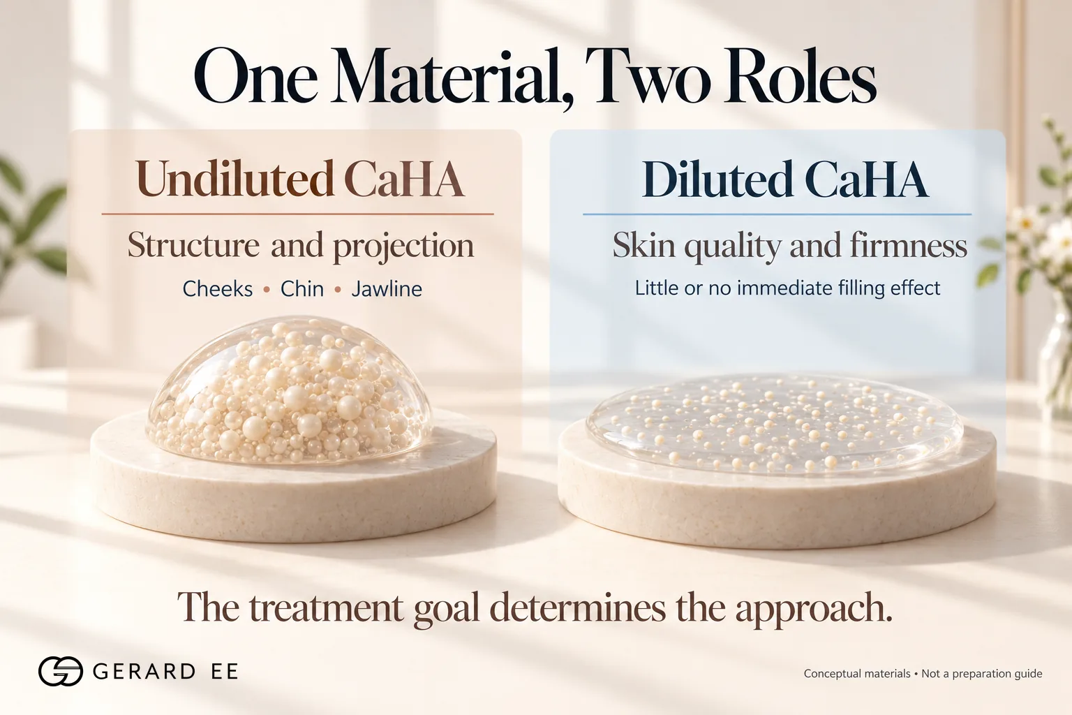 Undiluted CaHA for structure and projection, diluted CaHA for skin quality and firmness
