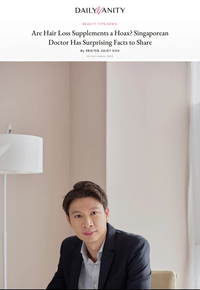 Daily Vanity media coverage, Dr Gerard Ee on hair loss supplements
