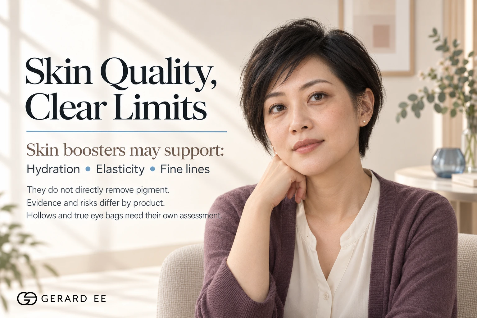 Skin boosters for dark eye circles support hydration, elasticity and fine lines but do not remove pigment